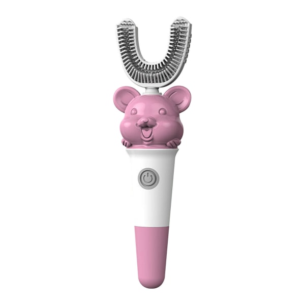 2-12 år barntandborste U-silikonborsthuvud Elektrisk tandborste för barn Pink