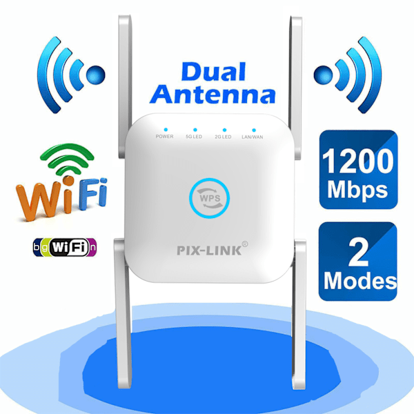 1200M Dual Band 5G WiFi Extender Väggpenetrerande Gigabit Router