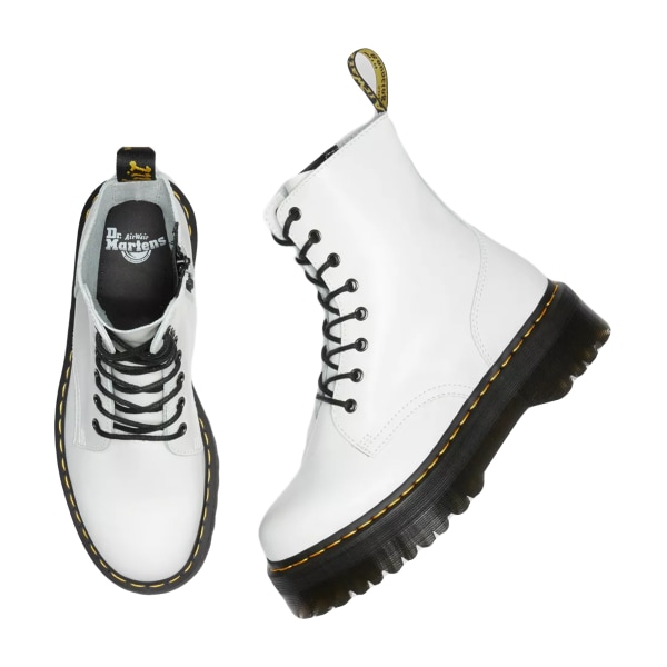 Dr. Martens Jadon R15265100 Kvinnor Vitt läder Dragkedja Casual Dress STÖVLAR Skor(41)