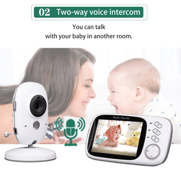 Baby med kamera 3,2-tums LCD Night Vision Intercom-funktion