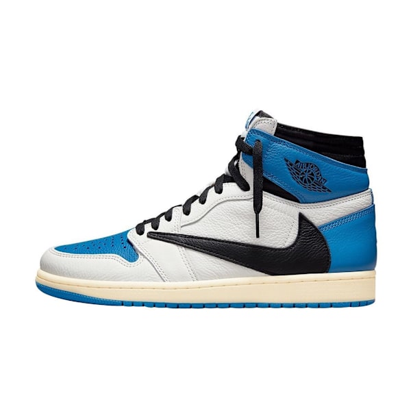 Fragment Design x Travis Scott x Air Jordans 1 Retro High 'Sail Black Military Blue AJ1  Sneakers 41