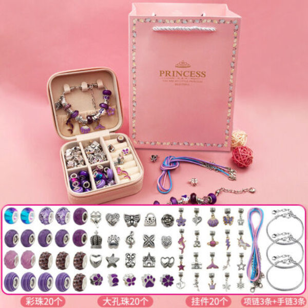 Girl Armband Making Kit Pärlor Set DIY Craft purple