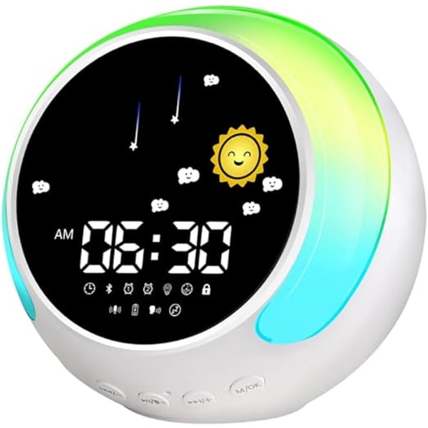 Kids Alarm Clock Sleep Trainer med väckningsljus och Bluetooth musikväckarklocka