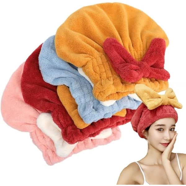 Superabsorberande handduk för vått hår, 4-delad mikrofiberhandduk för torrt hår