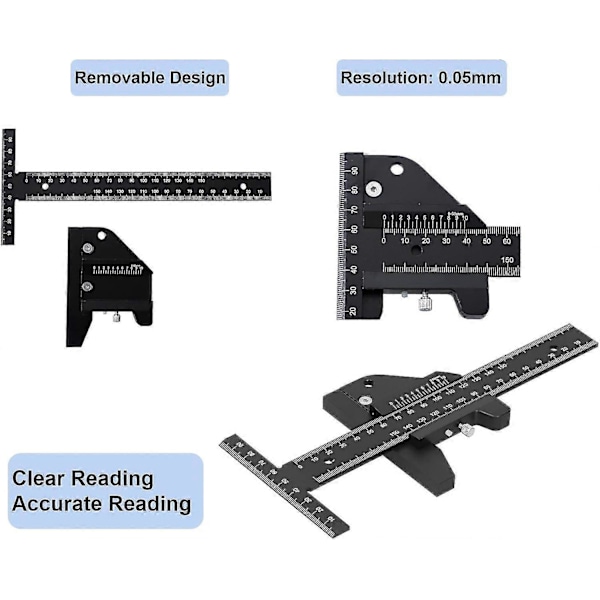 T-linjal, Rak linjal T-typ Skrivande linjal Aluminiumlegering Träbearbetning T-linjal Mätning Skrivande Märkning Form, för Träbearbetning