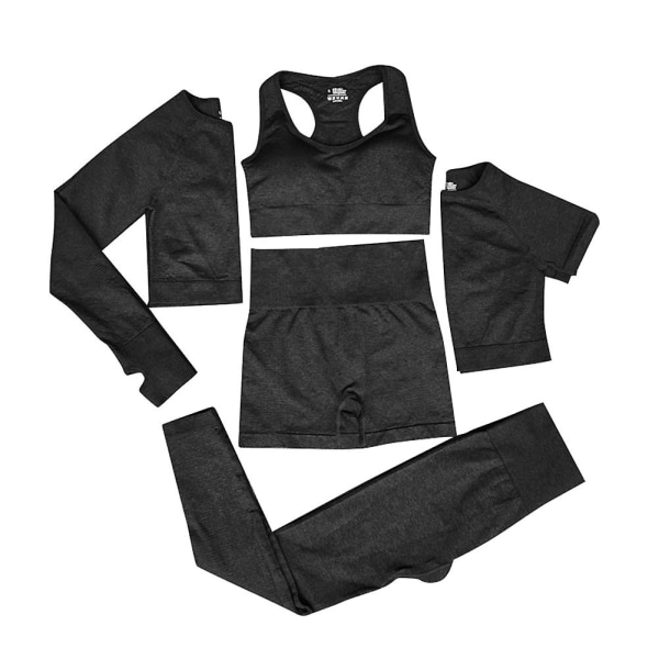 Yogaoutfits Träning Running Crop Top Seamless High Waist Shorts Sets Dam Sömlös Yoga Outfit Black S