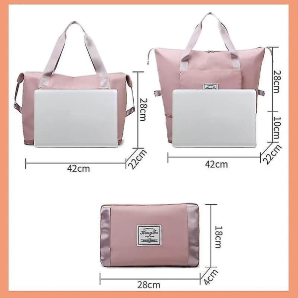Nye sammenfoldelige rejsetasker med stor kapacitet Vandtæt mulehåndtaske Rejsetasker, multifunktionelle rejsetasker til kvinder (mellemgrå) Medium Gray