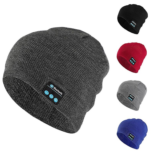 Bluetooth-musikheadset Mössa Inbyggd Stereo Högtalare Stickad Mössa För Män Kvinnor Löpkeps Utomhus Sport Vinter Trådlösa Mössor red