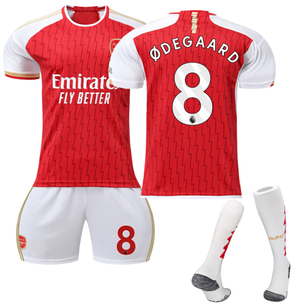 Det nye 23/24 Arsenal Home Kids Football Kit med sokker nr. 8 Ødegaard 20