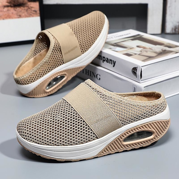 Kvinners Air Cushion Walking Shoes Ortopediske Diabetiske Slip-On Sneakers yn0211 lightgray 38