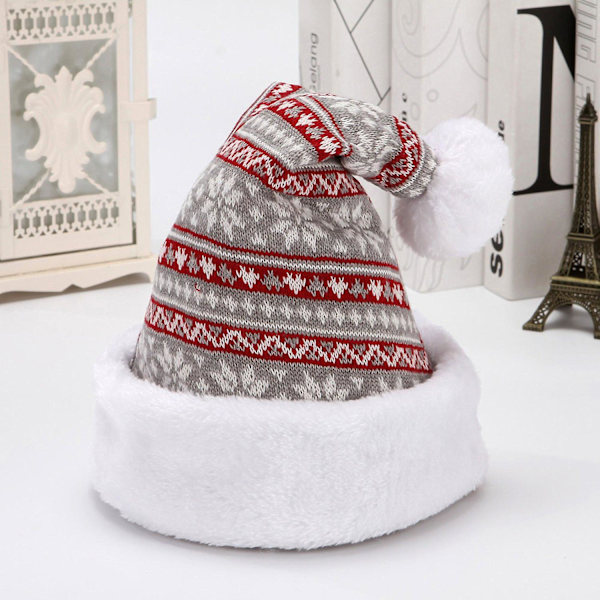 Flannel Julehat Plysbold Jule Elg Snefnug Vinterhue grey