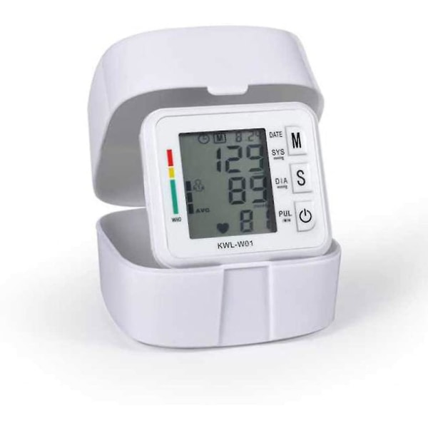 Automatisk blodtrycksmätare med bärbart case Oregelbundet hjärtslag och justerbar handledsmanschett perfekt för hälsoövervakning