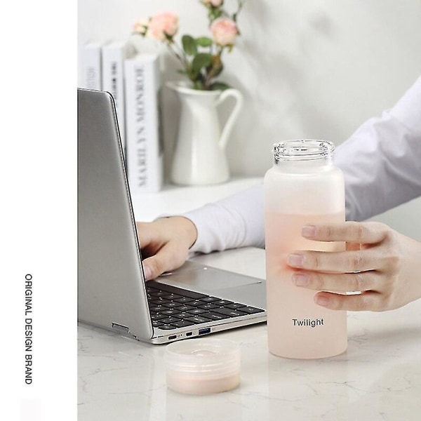 Vattenflaska av glas 420 ml Bärbar vattenflaska Mjölkjuicekopp Presenter för barn pink