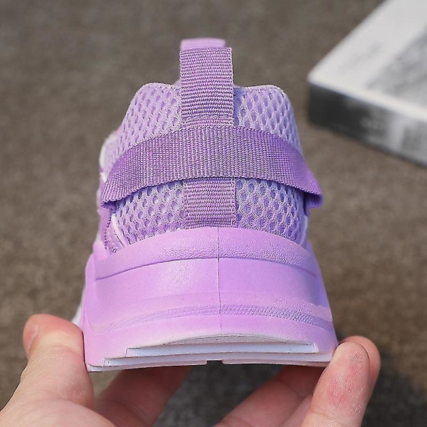 29 Barnmode Sneakers med tjocka sulor för flickor 2022 Barn Vår Mjuksulor Färgblockerande Casual Sportskor Förhöjning Pojkar(lila) Purple 29