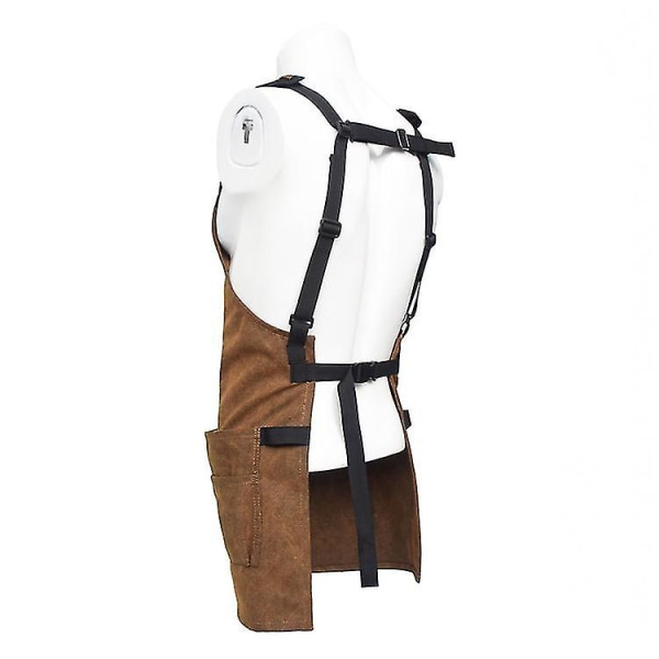 Værktøjsforklæde Kraftig arbejdsforklæde til mænd Lærredstræbearbejdningsforklæde Værktøj med lommejusterbar ryg (mudderfarve) Mud Color