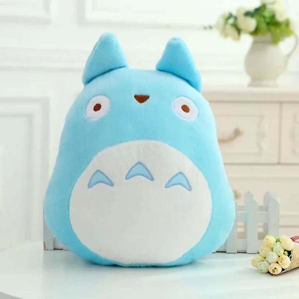 Kawaii sød Totoro plys pude fyldt Kiki Totoro legetøj japansk anime figur blød dukke hjem blød indretning kastepude pude blue 40x28cm