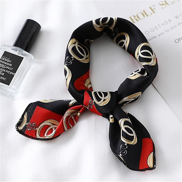 Painettu pieni kaula-hiuspanta Foulard, neliömäinen silkkihuivi dark pink