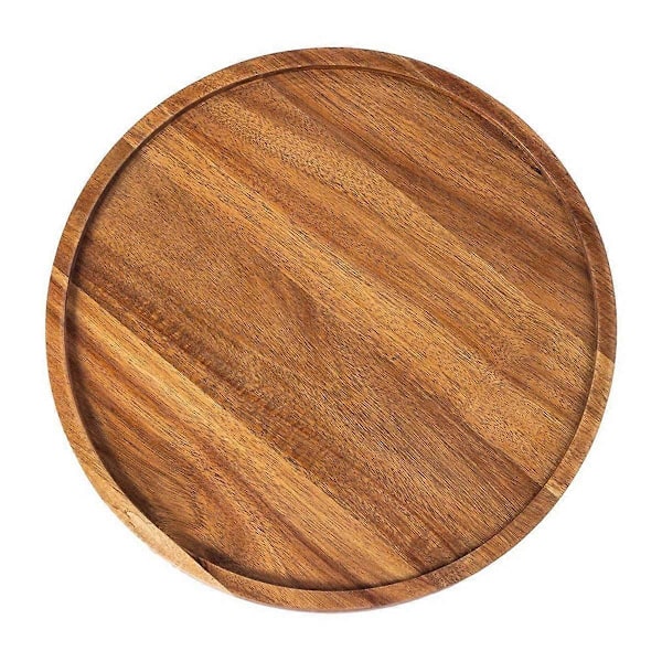 Round Wood Tray,Wooden Serving Tray,Serving Platter,Appetizer Charcuterie Board,Tray Organizer for Kitchen/Countertop A