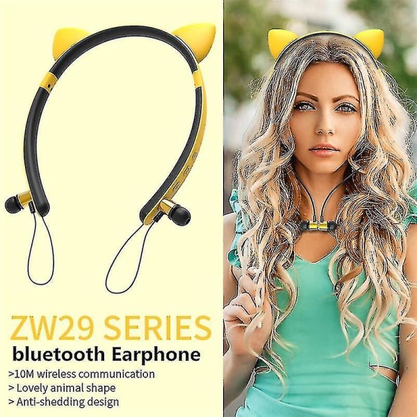 Hhcx-zw29 Cat Ear Cartoon Cute Magnetic Bluetooth Earphone Headband Lighting Sports Headphone