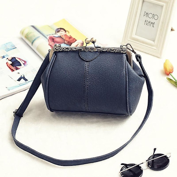 Dame jente håndveske Vintage Pu Mini Pack Klippet knapp Skulder håndveske gray