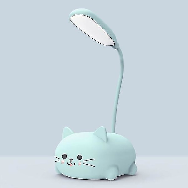 Lasten pöytälamppu, söpö kissa LED-pöytälamppu joustavalla varrella, USB-ladattava pöytälamppu, silmäsuoja, lukulamppu, sarjakuva Kawaii-yöpöytälamppu