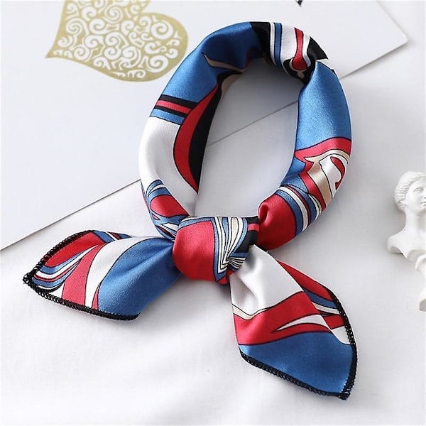 Tryckt Liten Hals- Hårsnodd Foulard, Kvadratisk Siden Sjal black