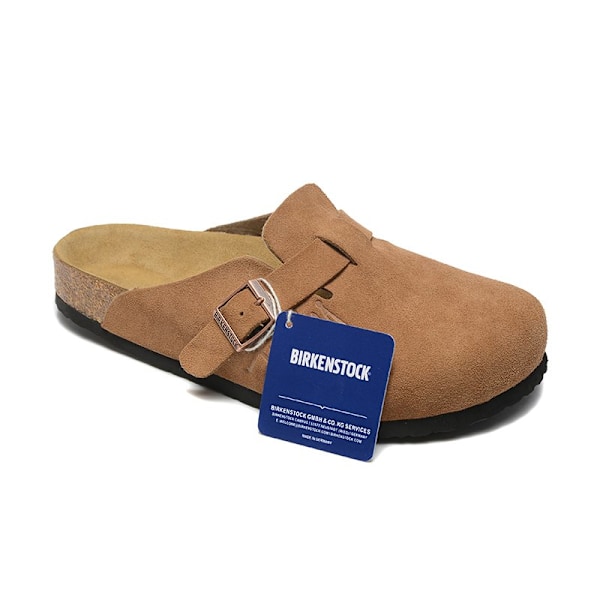 Birkenstock Boston BS Unisex mokkanahkakengät suljetulla kärjellä, punaruskea 34