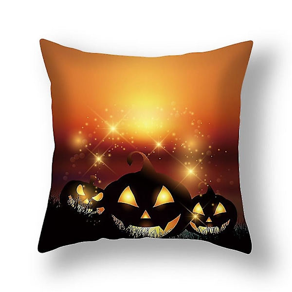 1/4 stk Halloween putetrekk 18\" x 18\", Gresskar Spøkelse Halloween Happy Pyntetrekk til Puter Dekorativ Sofa Hjem Pyntetrekk