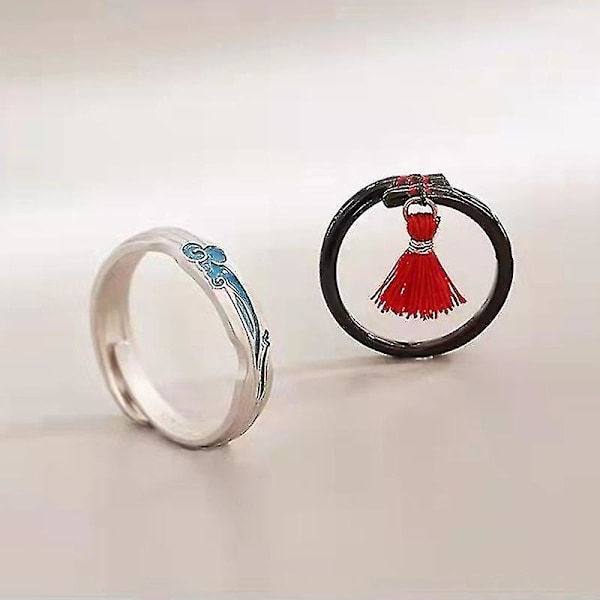 Anime Mo Dao Zu Shi Cosplay Ring Wei Wuxian Lan Wangji Lover Rings Prop Tillbehör Antik Stil Smycken Present