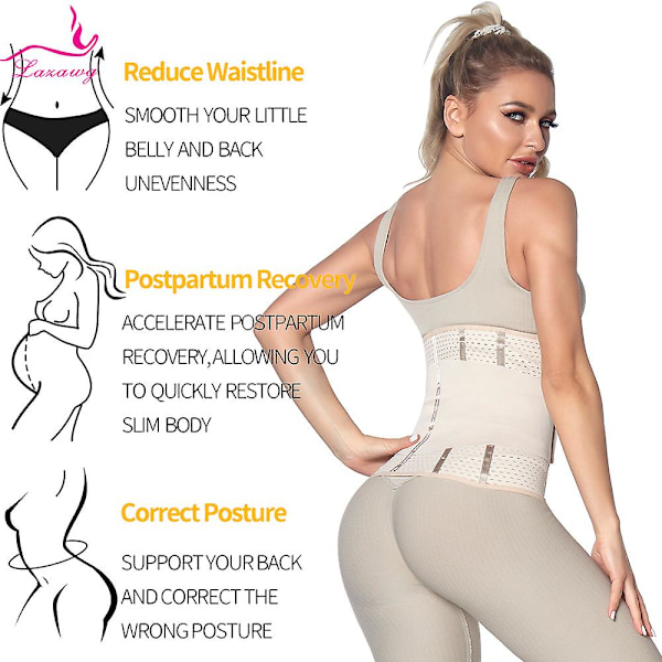 Lazawg Kvindernes Taljetræner Body Shapers Slank Tummy Control Bælte Talje Cincher Korset Mave Postnatal Bandage sf3608-b m