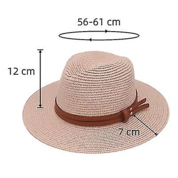 Ny Naturlig Panama Blød Formet Halmhat Sommer Kvinder/Mænd Bred Skygge Strand Sol Cap Uv Beskyttelse Fedora Hat red