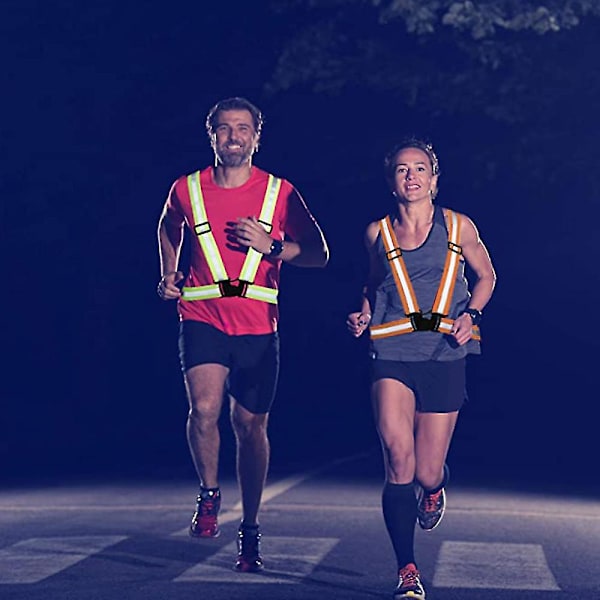 Reflekterende vest sikkerhetsutstyr Høy synlighet Fullt justerbar Med 2 reflekterende armbånd For løping Jogging Sykling Gåing Om natten black