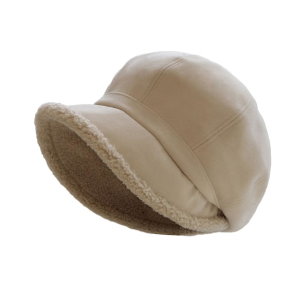 Vinter Baret Varm Fortykket Plysforet Ensfarvet Retro Varm Koreansk Justerbar Foldbar Ensfarvet Dame Dame Udendørs Newsboy Hat Bonnet khaki