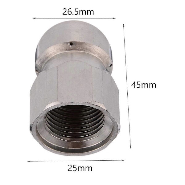 1/2 tuuman F paineletkun suutin pesukoneen viemäriputken puhdistukseen, ruostumaton teräs, 5 suutinta