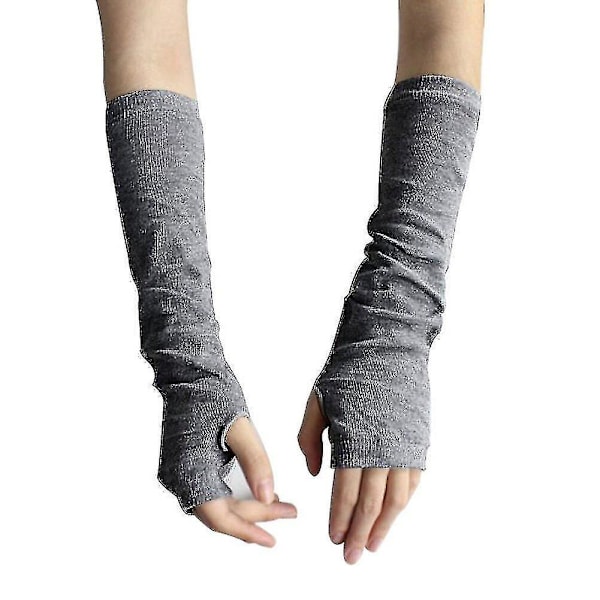 Vintermode Armvarmere Fingerløse Lange Handsker Halv Tommelhul Mitten Z