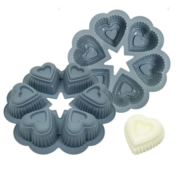 Mousse kage silikone stencil Genanvendelig hjerteform form til gør-det-selv bagning (grå) Gray