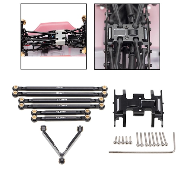 7x Aluminiumssett + Midtre Gearkasse Chassisfeste for Axial Scx24 Axi00002