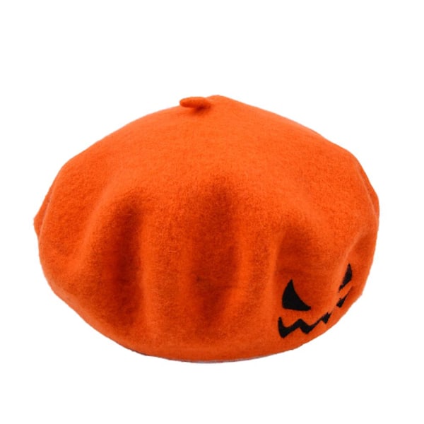 Halloween Horror Græskar Baret Hat Kunstner Hat Stilful Maler Baret Hat Vinter Varm Hat 57-59cm