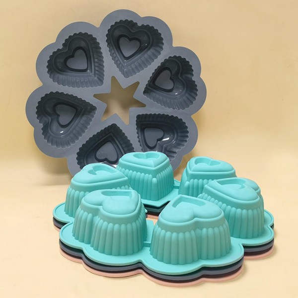 Mousse kake silikon sjablong Gjenbrukbar hjerteform for gjør-det-selv-baking (grå) Gray