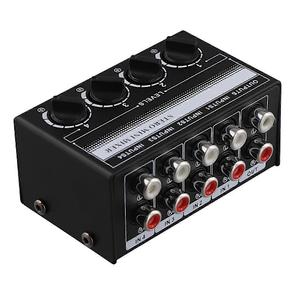 Mini Stereo Audio Mixer 4-kanavainen passiivinen mikseri Kannettava äänen mikseri Lotus-liitäntätulo Live St:lle