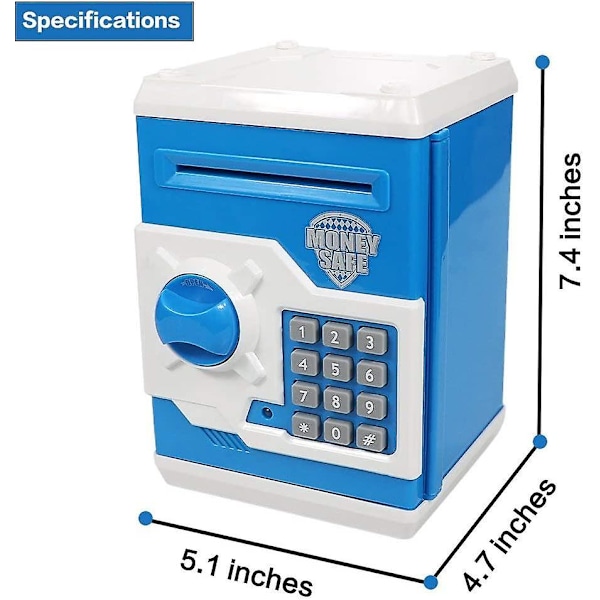 Sparebøsse Elektronisk Mini-minibank for barn Baby Toy, Safe Coin Banks Sparebøsse Passord Kodelås for barn, gutter jenter Beste gave (blå)