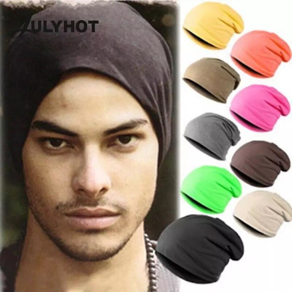 Dame Menn Beanies Hat Ensfarget Hip-hop Snap Tynn Myk Beanies Hat Cap Bonnet type 3
