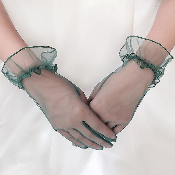 Armbandslängd Tulle Handskar Korta Handskar för Bröllop green