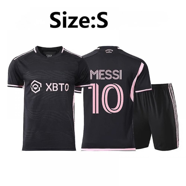 S-storlek Fotbollströja Set, no.10 Fotbollsträningsuniform, Messi fotbollströjor Kit, finns i barn- och vuxenstorlekar (svart)