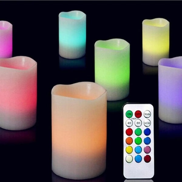 3 Pack Led välkkyvät kynttilät valot kaukosäädin 12 väriä liekkitön Wax Wave reunalamppu
