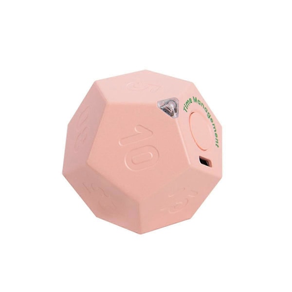 Mini Rotate Dodecagon Rechargeable Sound Vibrate Light Alarm Flip Countdown for Timemanager Pink