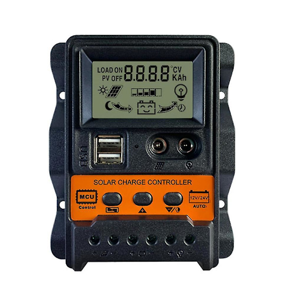 LCD-skärm Solpanel Batterikontroller Dubbel DC USB Laddningsregulator