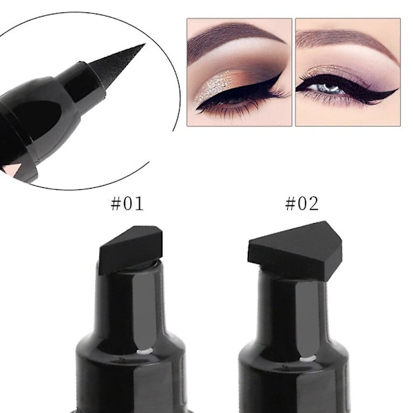 Qic Flytende Makeup Pen Vannfast Svart Dobbelt Hode Makeup Seal Eyeliner large stamp02