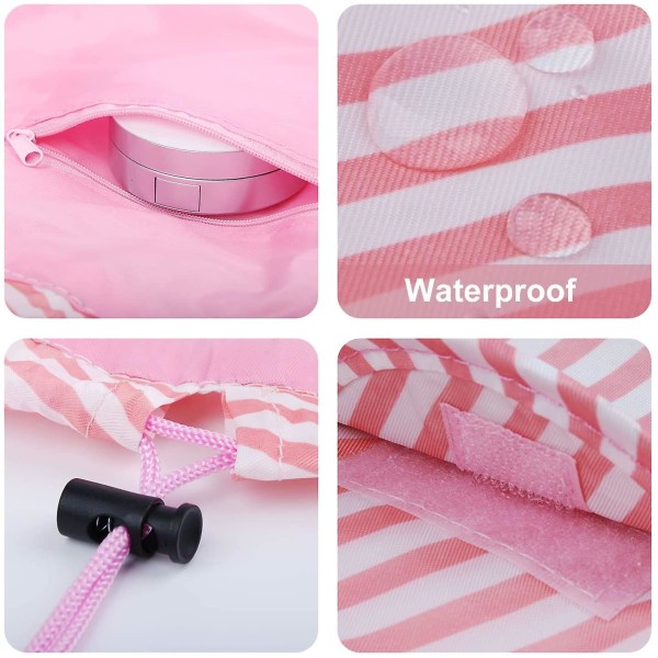 Dragsko Sminkväska Bärbar toalettartiklar Organizer Vattentät för resor kvinnor (rosa rand) Pink Stripe