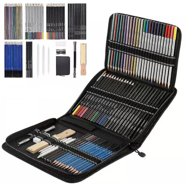 Skiss Penns Set Ritpenna Charcoal Sketch Kit Cover Grafit Pennor Charcoal Pennor 72pcs